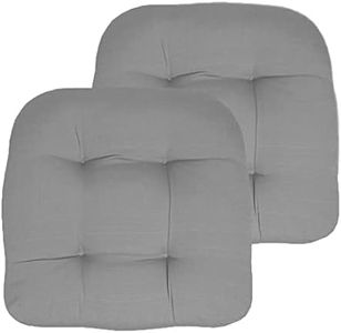 Marina Decoration Premium Thick Comfy Patio Pads Fiber Fill Tufted 19 x 19 x 4 Inch Textured Solid Cover Outdoor Indoor Chair Seat Cushions, 2 Count Pack Silver Color