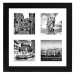 Americanflat 10x10 Photo Frame in Black - Square Frame with Four 4x4 Photo Frame Openings - Multi Aperture Wooden Photo Frame for Wall