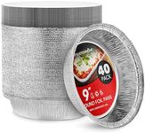 Stock Your Home 9" Round Aluminum Foil Pans with Paper Lids (40 Pack) Pie Tins Disposable 9 Inch with Lid, To-Go Containers for Pies, Cinnamon Rolls, Flan, 2" Deep Dish Cake Pan for Holidays