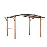 Sunjoy Outdoor Pergola 8.5 x 13 ft. Steel Arched Pergola with Tan Weather-Resistant Fabric Canopy for Patio, Backyard, Garden Activities