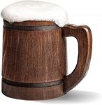 20 oz Handmade Root Beer Stein 600 ml - Flagon Metal Mugs with Handle Medevil - Wood Viking Renissance Thousand Beers Tankard Fantasy Ring Keg Mug - Vaso Cervecero Pirata Metal Wooden Cup