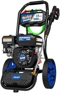 TOOLCY 3400 PSI Gas Pressure Washer, 2.8 GPM, Gas Powered Gas Power with Soap Tank, Reinforced Pump, 212cc OHV Engine, 35 Feet Pressure Hose, Quick Connect Swivel Pressure Gun, 5 Nozzles for Homes