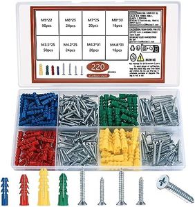 220 Piezas Juego de Tacos Pladur y Tonillos, Tacos de Pared y Tornillos, Tacos de Plástico y Tornillos Autorroscantes Cabeza Plana, Paneles de Yeso, Concreto, Hormigón Ladrillo