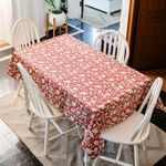 THE YARD HOUSE Wipeable & Anti-Slip Cotton Table Cover - All Over Red, 6 Seater Rectangle (150cm X 225cm) Ideal for Families - Protects Against Spills, Scratches, and Damage.