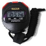 Kardiff Racer Stopwatch with Alarm | Handheld LCD Digital Professional Timer Sports Stop Watch with Plastic Box (Black)