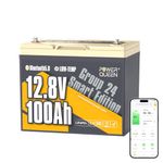 Power Queen 12V 100Ah LiFePO4 Battery Bluetooth Group 24, Deep Cycle Battery Max. Output Power 1280W, Lithium 100A BMS with Low-Temp Cut-off Protection for RV, Trolling Motors, Solar System