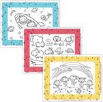 Healthy Habits by J.L. Childress Disposable ColorMe Placemats - Paper Stick-On Placemats with Coloring Fun, Airplane Tray Table Cover, Colors may vary - Pack of 24