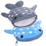 Abaodam 2Pcs Whale Shark Coin Purse Plush Cartoon Change Purses with Zipper Small Wallet for Women Girls