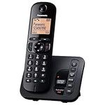 Panasonic KX-TGC220EB DECT Cordless Phone with Answering Machine, 1.6 Inch Easy-to-Read Backlit Display, Nuisance Call Blocker, Hands-Free Speakerphone, ECO Mode - Black, Single Handset Pack