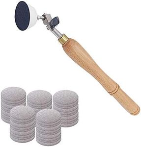 Bowl Sander, Sanding Tool for Woodworking, With 2 Inch Hook and Loop Sanding PU Pad and 11.8 Inch Long Hardwood Handle, Total 50 Pcs Sandpaper Discs in Grits 80/120/150/180/240