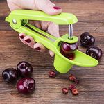 Cherry Pitter or Stoner, Olive Pitter Remover, Cherry Core or Seed Remover with Good Grips Handle & Food Grade Silicone Cup (Green)