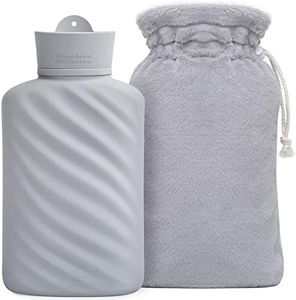 Microwaveable Hot Water Bottle with Cover(1 Liter), MEETRUE Innovative BPA-Free Silicone Hot Water Bottle Hot Water Bag for Pain Relief, Hot & Cold Therapies-Winter Gift for Women Children Elderly