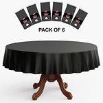 Neatiffy 84 Inch 6 Pack Disposable Round Plastic Tablecloths Picnic/Camping/Party/Banquet Table Cover. Table Cloth for Round 84" Tables, (Black)