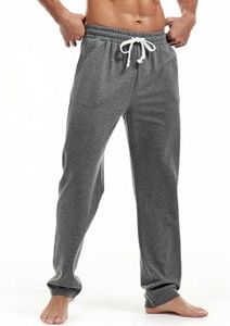 Amy Coulee Mens Cotton Sweatpants Straight Leg Joggers Open Bottom Track Pants with Pockets Yoga Workout Trousers (Dark Gray, XL)