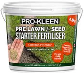Pro-Kleen Pre Lawn & Seed Starter Fertiliser 2.5kg - NPK 8-12-8 + 3MgO) with added Zinc & Seaweed - Phosphorus Rich with Nitrogen, Potassium & Magnesium - Non-Toxic & Non-Staining - Covers up to 83m2