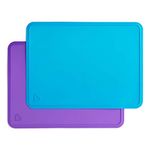 Munchkin Silicone Placemats for Kids, 2 Pack, Blue/Purple