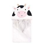 Hudson Baby Unisex Baby Cotton Animal Face Hooded Towel, Cow, One Size