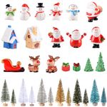 30PCS Christmas Miniature Figurines Mini Christmas Ornaments Resin Snowman Santa Claus Reindeer Snowflakes Christmas Tree Decoration for Crafts DIY Snow Globe Fairy Garden Landscape Party Favors