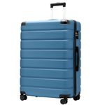 COOLIFE Suitcase Trolley Carry on Hand Cabin Luggage Hard Shell Suitcase Lightweight ABS Material with TSA Lock Telescopic Handle and 4 Dual Spinner Wheels (Blue, 28 Inch)