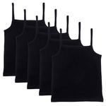 The Essentials Wardrobe Girls TEW 5 Pack Cami Vests - 10/11 YRS - Black