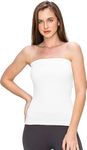 Shoppy Villa Regular Women's/Girl's Strapless Stretchable Long Bandeau Tube Top Camisole Free Size (White)