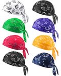 Foaincore 8 Pack Do Rag Skull Caps for Men Sweat Wicking Doo Rags Cooling Helmet Liner Cycling Motorcycle Bandana, Multicolor, One size