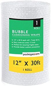 PackageZoom 1 Pack 12 inch x 30 ft. Bubble Cushioning Wrap Shipping Packing Moving Supplies Perforated Every 12” Bubble Cushioning Wrap for Packing and Moving Boxes Bubble Packing Wrap for Moving