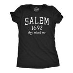 Womens Salem Mass 1692 T Shirt Funny Halloween Witch Broom Joke Tee for Ladies Funny Womens T Shirts Halloween T Shirt for Women Funny Sarcastic T Shirt Black - XL