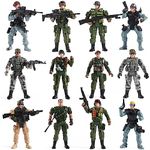 Mr.River US Army Men and SWAT Team Toy Soldiers Action Figures Playset with Military Weapons Accessories for Kids Boys Girls,12Pcs