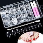 100pcs False Toe nails Set, 10 Sizes Clear Acrylic Fake Toenail Tips Full Cover Artificial Toe nails with Box for Women Girls Nail Salon and Nail Art DIY