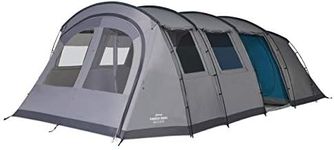 Vango Purbeck 600XL Family Tent, Large 6 Man Tent with 3 Rooms, Enclosed Porch Area, Double Living Area, Climate Windows - Vivid Grey