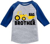 Tractor Big Brother Shirt Sibling Boys Toddler Kids 3/4 Sleeve Raglan T-Shirt 2T Blue