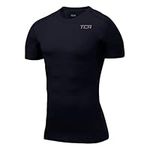 TCA Men's HyperFusion Compression Base Layer Top Short Sleeve Under Shirt - Navy Blazer, XL