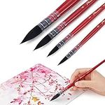 Lightwish Watercolour Brushes, Paint Brushes kit for Artists, Adults, and hobbists, Pointed Round Mop Brush for Wuatercolour, Gouache,4 Pcs(#0#2#4#6)