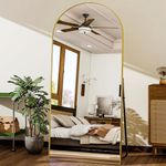 HARRITPURE 76"x34" Arched Full Length Mirror Free Standing Leaning Mirror Hanging Mounted Mirror Aluminum Frame Modern Simple Home Decor for Living Room Bedroom Cloakroom, Gold