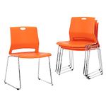 Sidanli Orange Stacking Chairs-Set of 4