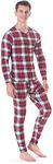 Rocky Thermal Underwear for Men (Long Johns Thermals Set) Shirt & Pants, Base Layer (White Plaid - Standard Weight/Small)