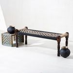 JAE Furniture Sheesham Wooden Platform Bench For Living Room Sitting Bench For Balcony Home And Garden Bench Charpai Cotton & Jute Rope Bench- Jute & Black Rope