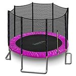 SereneLife Trampoline with Net – 10ft ASTM Approved Trampoline with Net Enclosure – Stable, Strong Kids & Adult Trampoline – Outdoor Trampoline for Teens and Adults – Reinforced Kids Trampoline, Pink