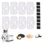 16Pcs Cat Water Fountain Filters, Cat Fountain Filters Set, 8Pcs Activated Carbon Filter and 8Pcs Foam Filter, Cat Mate Filters, Pet Water Fountain Filters Replacement for Petlibro Water Fountain