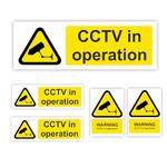 CCTV Stickers For Commercial and Domestic Use 5-PACK Security Signs for Office, Car, House, Window, Doors/CCTV in Operation Sticker in Various Shapes and Sizes To Use for Security Deterrence