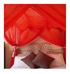 OctoRose Four Post Mosquito Net for Bed Canopy-Fits All Beds Queen, King, California King Beds-Indoor & Outdoor Use-Great for Hammock Mosquito Net and Daybed Canopy Bed Curtains-76"x86"x96"-Red