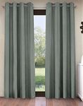 Home Sizzler 1 Piece Solid Blackout Eyelet Polyester Door Curtain - 7 Feet, Grey