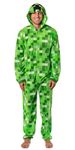 Minecraft Creeper Costume Pajama Outfit One Piece Union Suit, Green, Large-X-Large