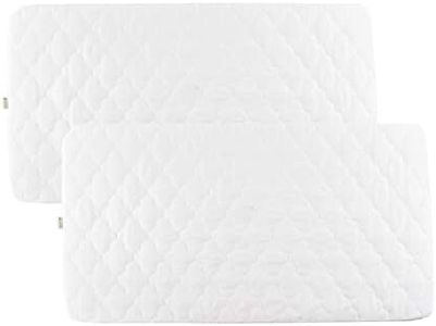 Bamuho 2 Pack Waterproof Pack and Play Mattress Pad, Quilted Mini Crib Mattress Protector for Baby Playpen Playard, Fits Graco Pack n Play, Baby Portable Mini Cribs and -39" x 27", White