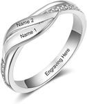 Personalised Promise Rings for Women Sterling Silver Spiral Twist Ring Custom Engraved Band Ring Gift Engagement Rings for Her