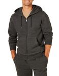 Amazon Essentials Men's Full-Zip Hooded Fleece Sweatshirt, Charcoal Heather, Medium