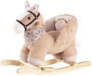 Rock My Baby Rocking Horse, Baby Animal Rocking Horse with Seat, Ride on Horse, Plush Rocking Horse with Realistic Sound, Wooden Rocking Horses Ages 1-3 (Caramel Color Horse), CPC Certified
