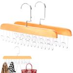 Multifunctional Coat Hanger Hooks, 2 PCS Anti Slip Tie Hanger for Wardrobe with 8 Hooks, Belt Hanger Bra Hangers 360 Degree Closet Hanging Storage Organiser for Tank Top Hanger Swimsuit