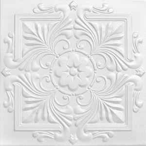 A La Maison Ceilings R14 Victorian Foam Glue-up Ceiling Tile (21.6 sq. ft./Case), Pack of 8, Plain White